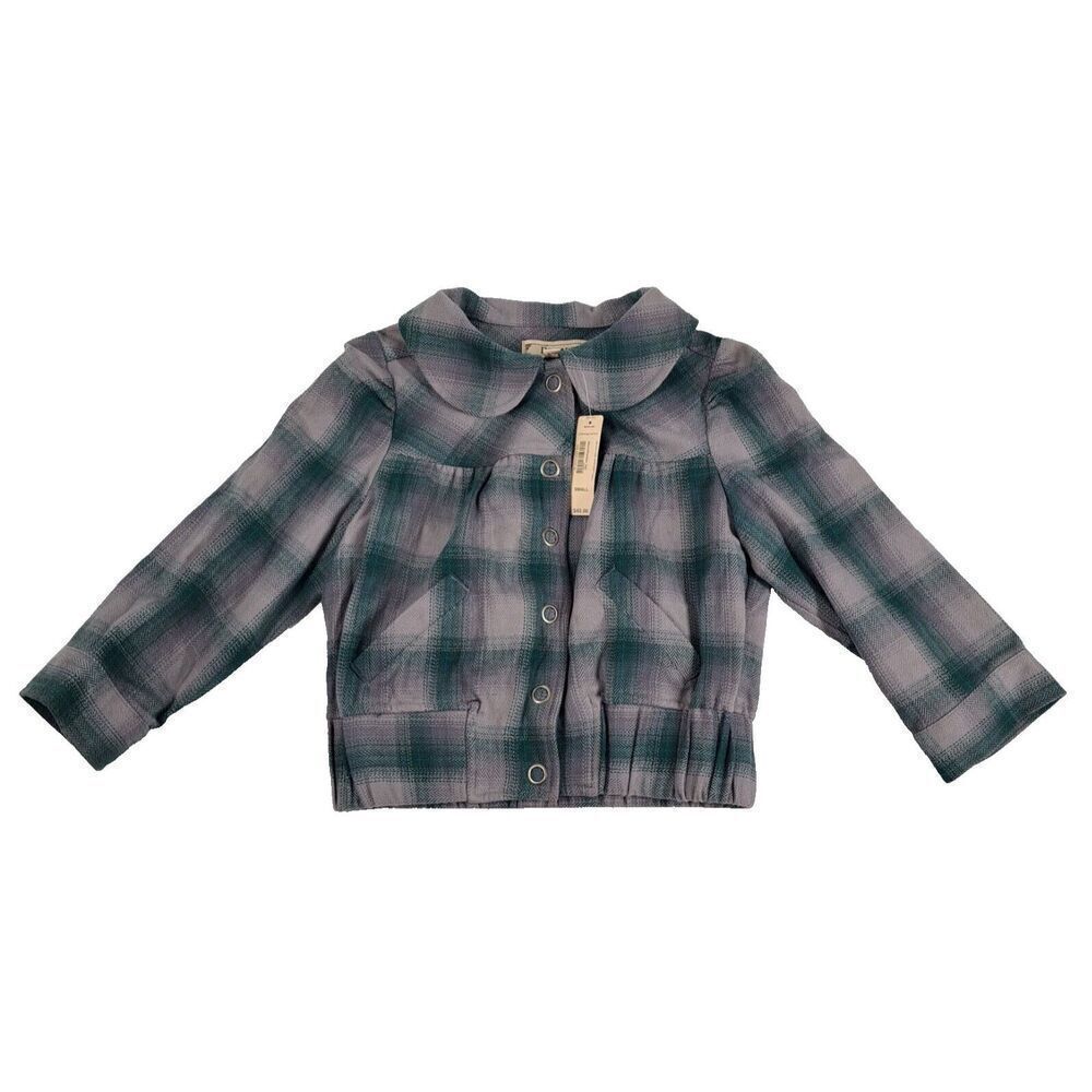 Decree Jacket Shirt Girls Small Flannel Plaid Button Up Knit Storm Fanfare Teal
